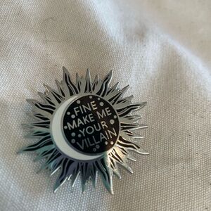Bookish Silver and Black Sunburst Enamel Pin